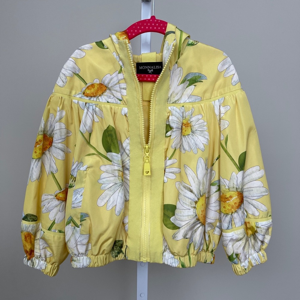 MONNALISA yellow floral windbreaker for girls